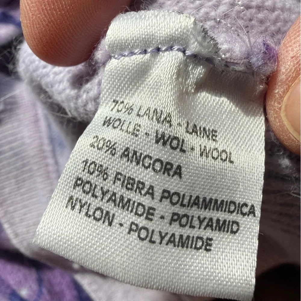 Profondo Blu Floral Cream & Purple Cardigan, Hand-Beaded. L. Wool/Angora. Italy._3